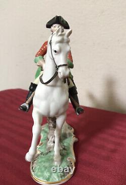 Nymphenburg Equestrian Rider White Horse Horseman #278 Porcelain
