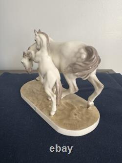 Nymphenburg Horse Group Porcelain Figure Baby and a Mother