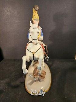Nymphenburg Leaping Stallion Horse Figurine Soldier Rare Vintage 9x4x11.75