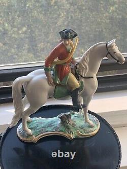 Nymphenburg Rare Porcelain Figurine Hunter On Horse With A Horn #551
