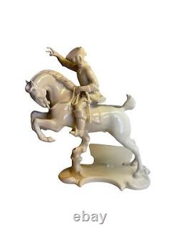 Nymphenburg Trotting Horseman Figurine Theodor Karner Impressed Shield 363-2