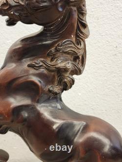 Old REARING STALLION large HORSE Equine Statue by AUSTIN SCUPLTURE 18 tall