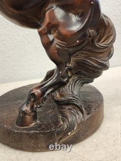 Old REARING STALLION large HORSE Equine Statue by AUSTIN SCUPLTURE 18 tall