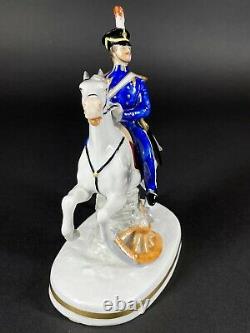 Old Sitzendorf Porcelain Soldier Officer on a Horse Figurine