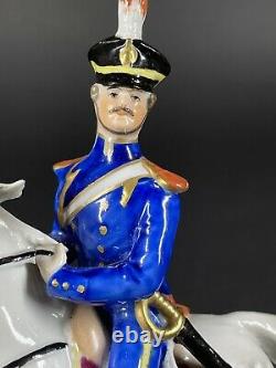 Old Sitzendorf Porcelain Soldier Officer on a Horse Figurine