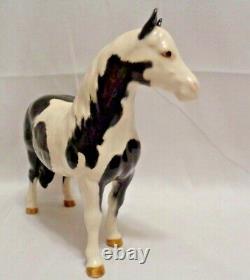 Orig Beswick England Black Piebald Pinto Pony Horse 1st Version Porcelain
