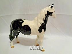 Orig Beswick England Black Piebald Pinto Pony Horse 1st Version Porcelain
