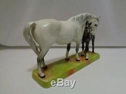 Orig Beswick England Dapple Grey Glossy Mare & Foal Horse Porcelain