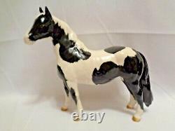 Original Beswick England Black Piebald Pinto Pony Horse 1st Version Porcelain