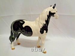 Original Beswick England Black Piebald Pinto Pony Horse 1st Version Porcelain