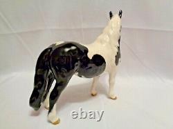 Original Beswick England Black Piebald Pinto Pony Horse 1st Version Porcelain