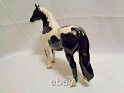 Original Beswick England Black Piebald Pinto Pony Horse 1st Version Porcelain