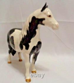 Original Beswick England Black Piebald Pinto Pony Horse Porcelain