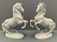 Pair Antique Royal Vienna Augarten Wien White Porcelain Stallion Horse Figures