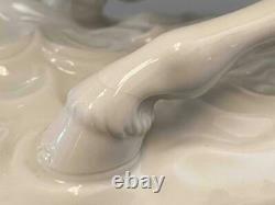 Pair Antique Royal Vienna Augarten Wien White Porcelain Stallion Horse Figures