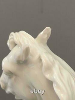 Pair Antique Royal Vienna Augarten Wien White Porcelain Stallion Horse Figures