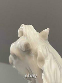 Pair Antique Royal Vienna Augarten Wien White Porcelain Stallion Horse Figures