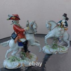 Pair Antique Scheibe-Alsbach German Porcelain Figurines Hunters on Horseback