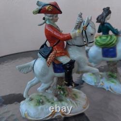 Pair Antique Scheibe-Alsbach German Porcelain Figurines Hunters on Horseback