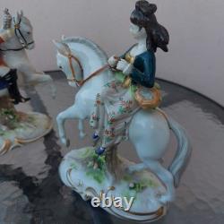 Pair Antique Scheibe-Alsbach German Porcelain Figurines Hunters on Horseback