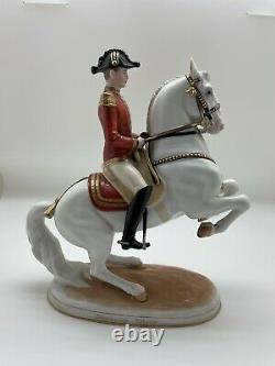 Pair Of GOEBEL HORSE LIPIZZANER WITH RIDER PORCELAIN FIGURINE CLASSICAL DRESSAGE