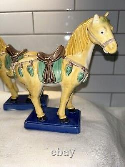 Pair Tang Horse Figurine Sancai Type Glaze Majolica Excellent Condition