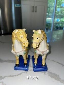 Pair Tang Horse Figurine Sancai Type Glaze Majolica Excellent Condition