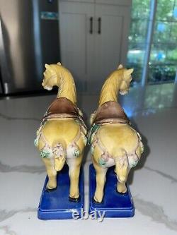 Pair Tang Horse Figurine Sancai Type Glaze Majolica Excellent Condition