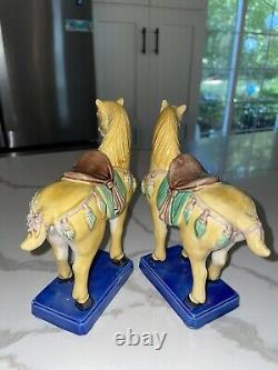 Pair Tang Horse Figurine Sancai Type Glaze Majolica Excellent Condition