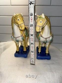 Pair Tang Horse Figurine Sancai Type Glaze Majolica Excellent Condition