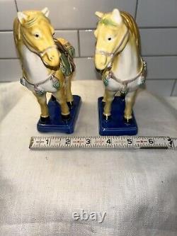 Pair Tang Horse Figurine Sancai Type Glaze Majolica Excellent Condition