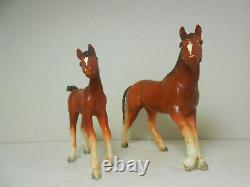 Pair of Josef Originals Trotting Horses Large & Pony Porcelain Figurines
