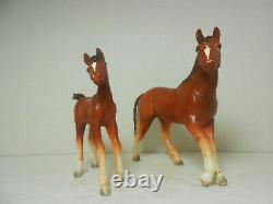 Pair of Josef Originals Trotting Horses Large & Pony Porcelain Figurines