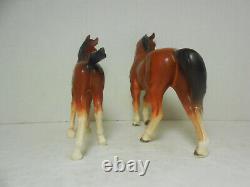 Pair of Josef Originals Trotting Horses Large & Pony Porcelain Figurines