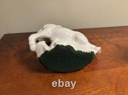 Pair of Mid Century Ceramic Wild Running Rearing Charging Horse Statue, 8x8