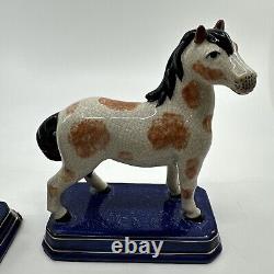 Pair of Vintage Japanese Ceramic Horse Figurines