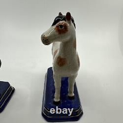 Pair of Vintage Japanese Ceramic Horse Figurines