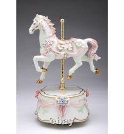 Pink Carousel Horse Fine Porcelain Musical Figurine The Carousel Waltz Music