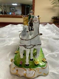 Porcelain Antique Horse and Carriage with Princess