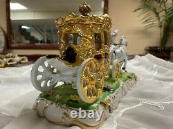 Porcelain Antique Horse and Carriage with Princess