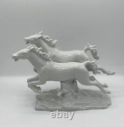 Porcelain Chine de Blanc HORSES SCULPTURE Schaubach Kunst Wallendorf German