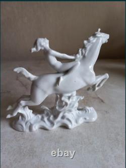 Porcelain Figurine Girl and Horse Vintage, Germany. Home Decor Masterpiece