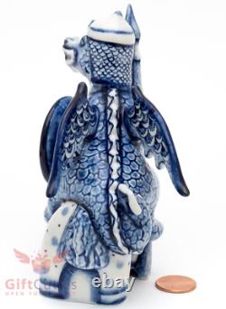 Porcelain Gzhel Figurine Dragon knight on a horse