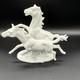 Porcelain Horse Figurine White Two Running Horses Gdr Crown Mark