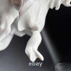 Porcelain Horse Figurine White Two Running Horses GDR Crown Mark
