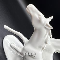 Porcelain Horse Figurine White Two Running Horses GDR Crown Mark