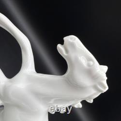 Porcelain Horse Figurine White Two Running Horses GDR Crown Mark