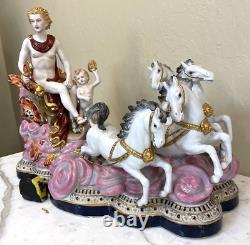 Porcelain Masterpiece Mythological Scene with Man, Child and Horses