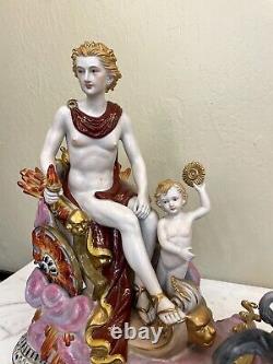 Porcelain Masterpiece Mythological Scene with Man, Child and Horses