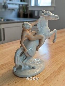 Porcelain Nude Figurine on Horse Art Deco Schaubach Kunst
